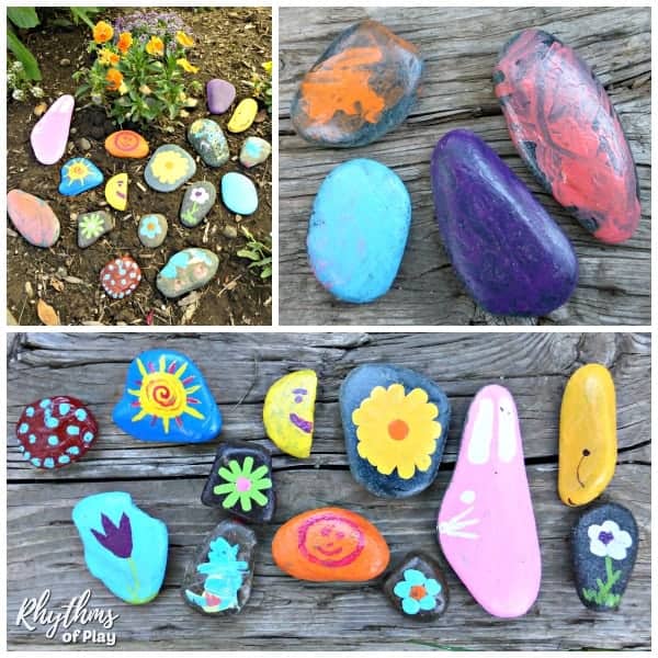 Painted rocks made by children and adults