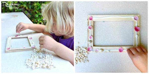 DIY shell frames with handprint: a keepsake gift