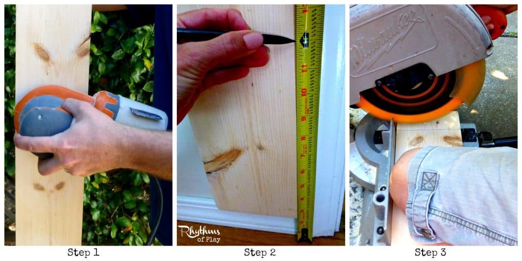 how to make wooden height growth chart ruler tutorial photos for steps 1-3.