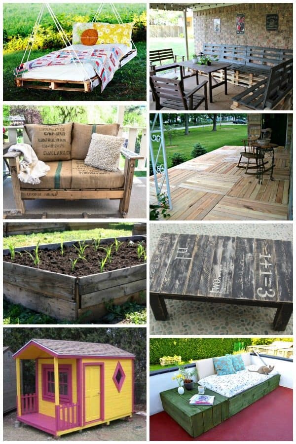 Photos of outdoor DIY Pallet Projects for the backyard, patio, porch or garden