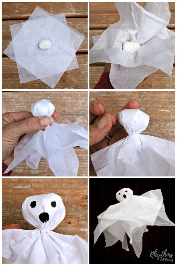 Tissue paper Halloween ghost craft