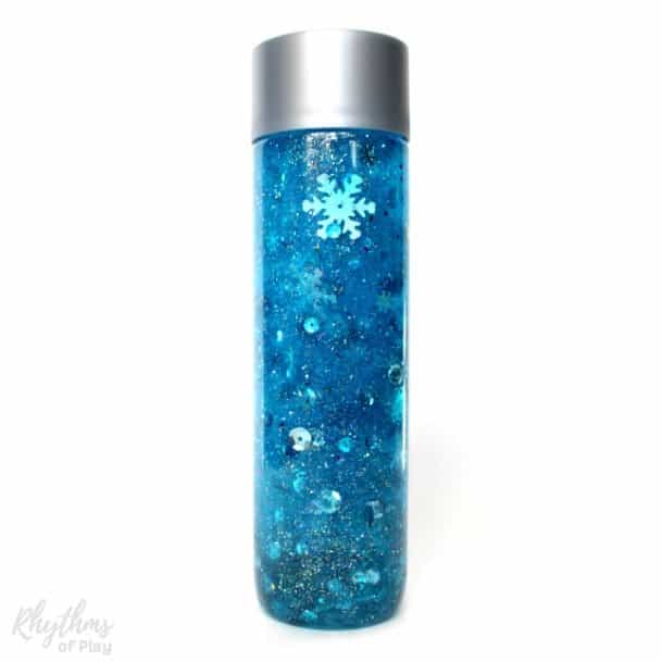 DIY snowflake snowstorm glitter sensory bottle diy