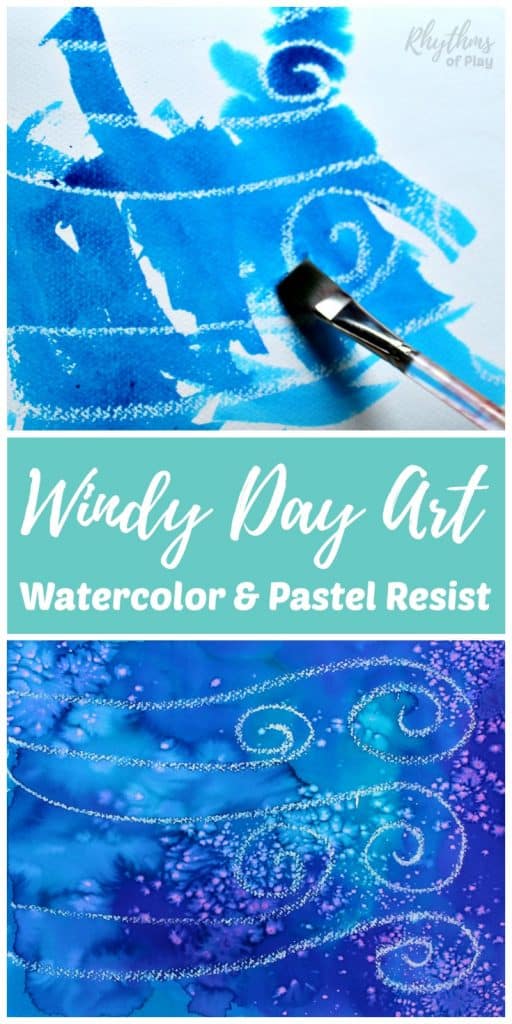 Fun art and science for kids. Creating windy day art is an easy STEAM project for kids to learn about watercolor resist techniques. Working with glue, crayons, pastels and other resist mediums will create different effects when used in combination with watercolor paints. Which do you think will resist watercolors the best and why? #STEAM #artproject #scienceforkids