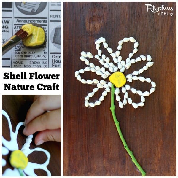 This shell flower nature craft is an excellent fine motor activity for kids. Once finished they make gorgeous home decor and are a great gift idea for Mother's Day, Christmas, and birthday's! DIY Project | Kids Craft | Kid-made Gift | Nature Art
