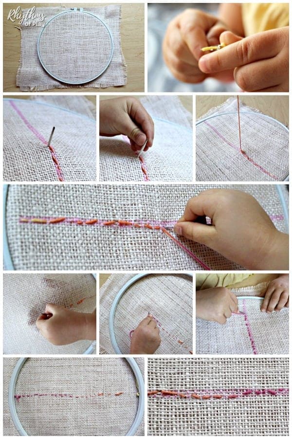 Teach kids how to sew a running stitch by hand. 