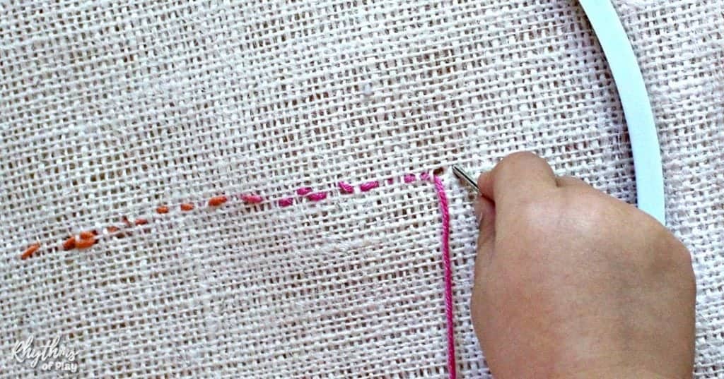 running stitch sewing lesson for kids
