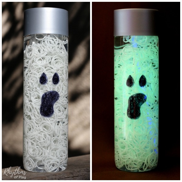 DIY Halloween toy sensory bottle and decoration for kids.