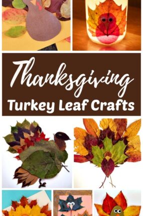 Thanksgiving crafts - turkey crafts made with real fall leaves