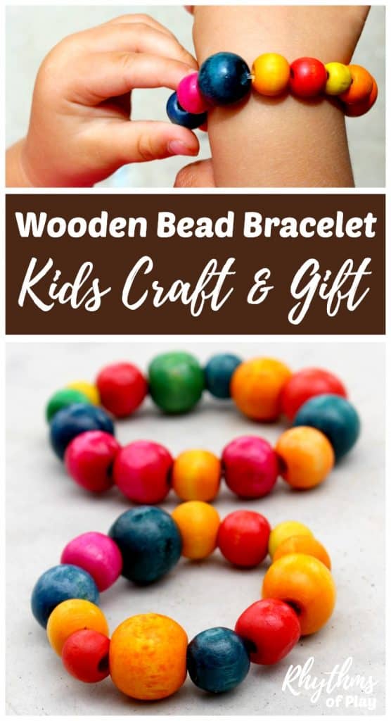 Learning how to make a wooden bead bracelet is a simple craft for first-time jewelry makers. Making beaded bracelets is an easy fine motor activity for kids and adults of all ages. No prior experience is necessary. This kid-made jewellery makes a great gift idea for Mother's Day, birthday's, and Christmas!