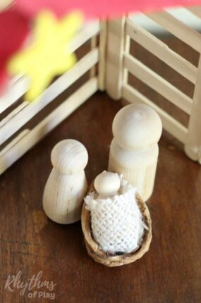 Learn how to make this beautiful easy DIY wooden peg doll holy family nativity scene to display as home decor this season. A simple Christmas craft idea for both kids and adults that will add a touch of magic to your holiday decorations.