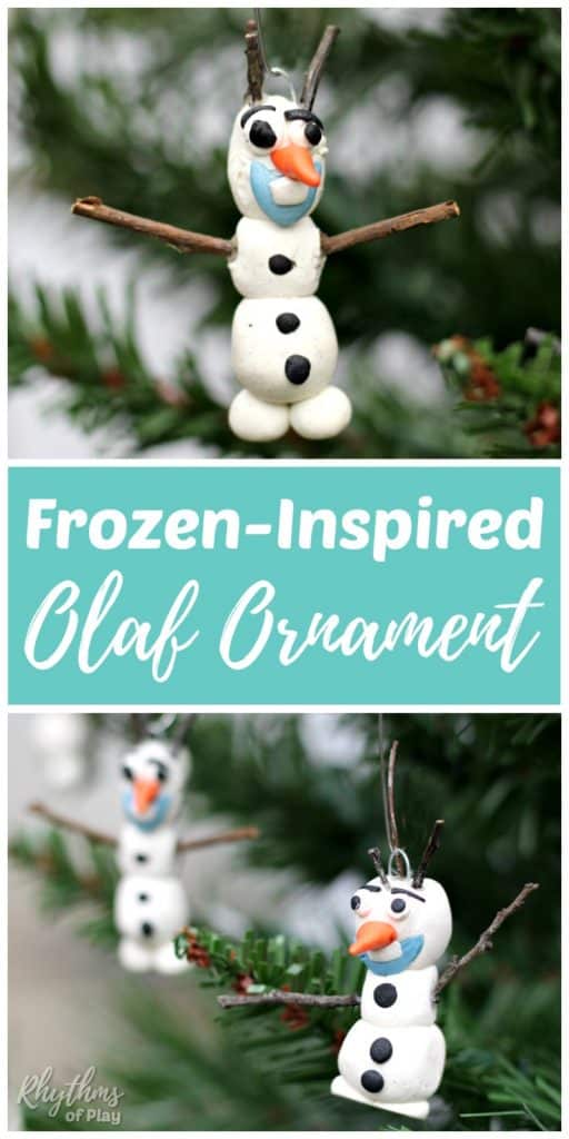 homemade DIY Olaf ornament Christmas craft for kids inspired by Disney's Frozen. 