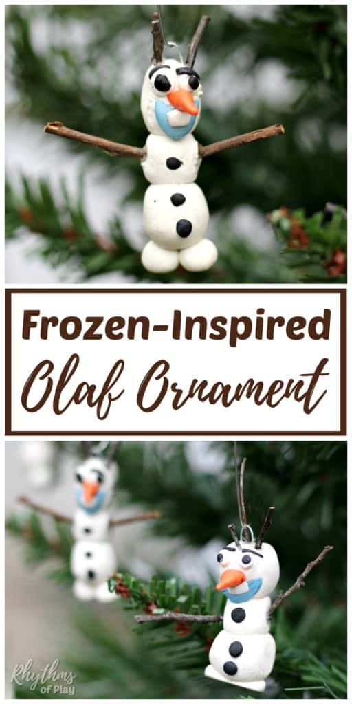 A homemade DIY Olaf ornament is an easy Christmas craft for kids inspired by Disney's Frozen. Handmade ornaments like this polymer clay Olaf ornament are perfect for the Christmas tree. They make beautiful holiday decorations and a unique kid-made gift idea!