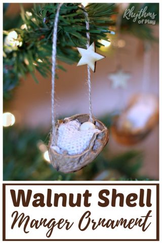 Shell Manger Baby Jesus Christmas Ornament Crafts in Half-Walnut Shell