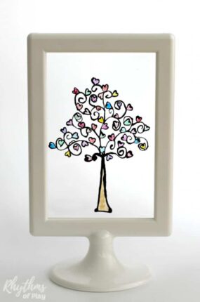 Both kids and adults will enjoy creating their own stained glass art windows and suncatchers using glass paint. Anyone that can draw or trace can do this easy art project. This DIY glass paint heart tree would make a great gift idea for Valentine's Day, Mother's day and anniversaries.