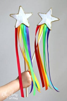 DIY Wands for Kids - Rainbow Ribbon Magic Star Fairy Wands