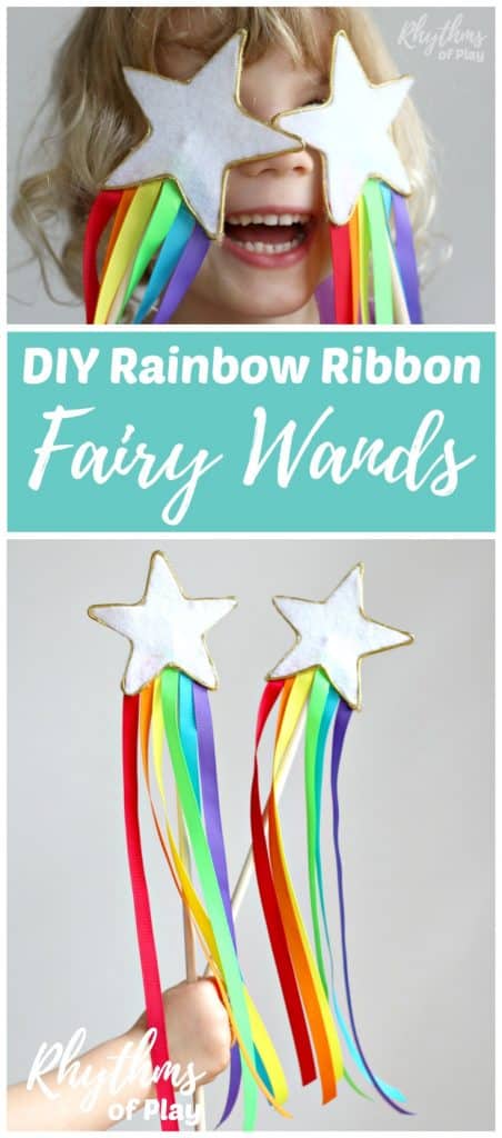  DIY Rainbow Ribbon Fairy Wands for Kids