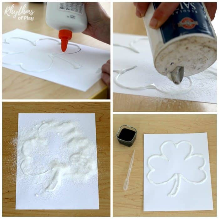How to make a salt paint shamrock for Saint Patrick's Day