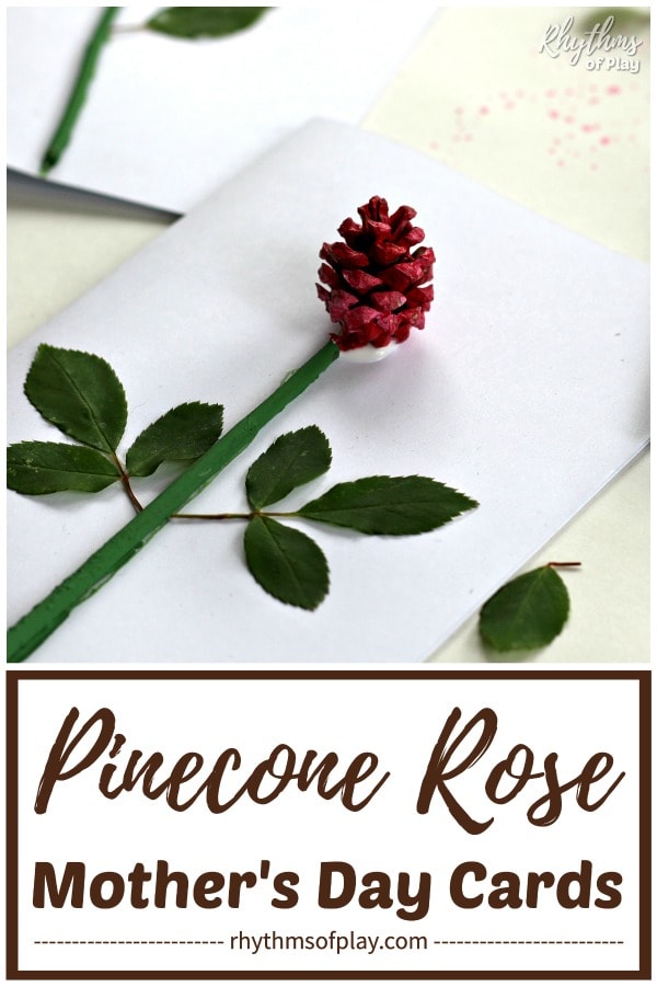 pinecone roses diy mother's day cards