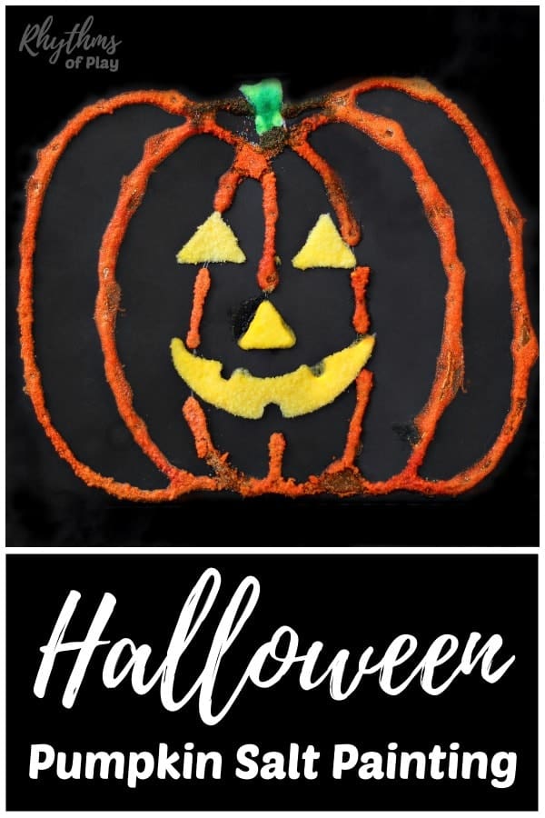Halloween pumpkin salt painting jack o' lantern by Nell Regan and Charlize Kartychok