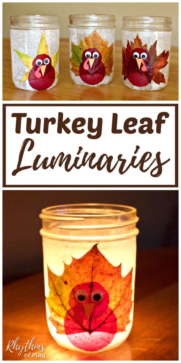 fall leaf luminaries DIY - Thanksgiving turkey craft