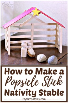Popsicle craft stick nativity stable Christmas craft