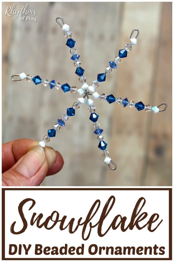 How to make beaded snowflake Christmas ornaments step by step craft tutorial