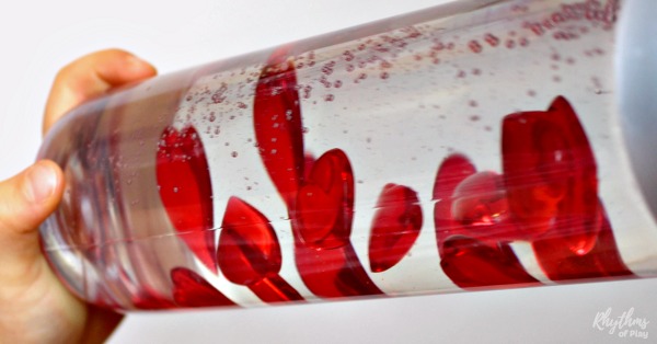 falling in love sensory bottle diy (made and photographed by Nell Regan K. founder of Rhythms of Play)