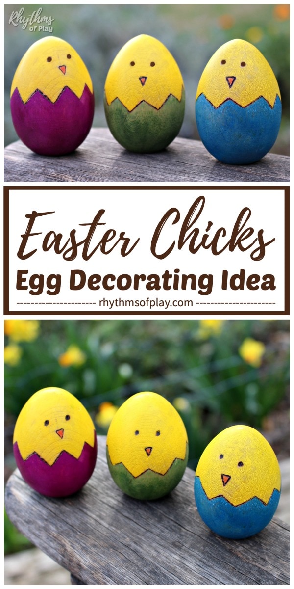 Easter chick wooden egg crafts and decorating ideas