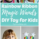 DIY magic wands made with a felt star and rainbow ribbons.