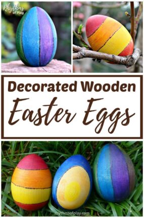 decorated wooden Easter egg craft for kids and adults