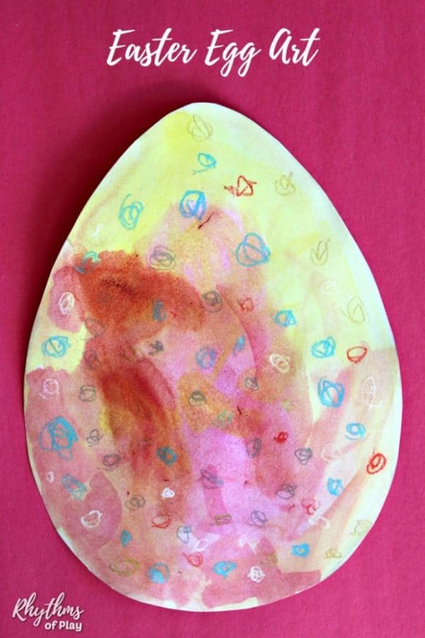 Easter Egg Art with oil pastels and watercolors (Easter egg craft and photos by Nell Regan K. and Charlize Kartychok)
