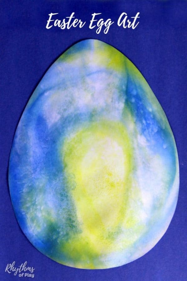 Easter Egg painted with wet on wet watercolor technique (Easter egg craft and photos by Nell Regan K. and Charlize Kartychok)