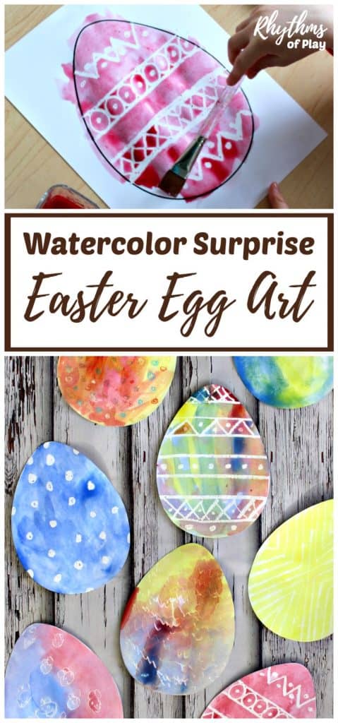 Watercolor Easter Egg Art for kids (Easter egg craft and photos by Nell Regan K. and Charlize Kartychok)