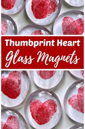 Red Thumbprint heart glass magnets