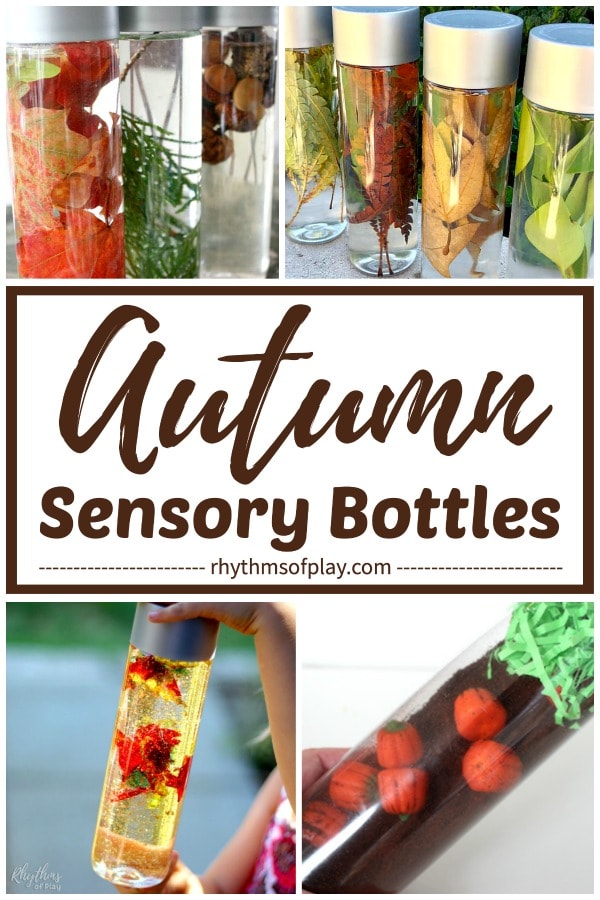 fall sensory bottles DIY - nature inspired discovery bottles