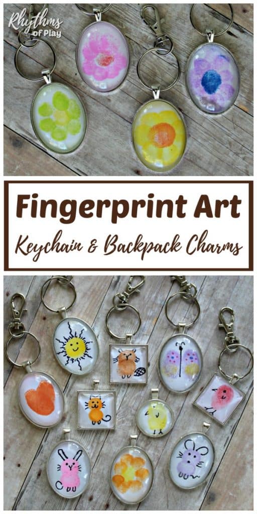 Fingerprint art keychain and backpack charms