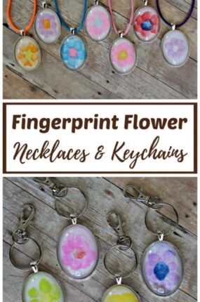 Fingerprint flower necklaces and keychains by Nell Regan Kartychok and Charlize Kartychok