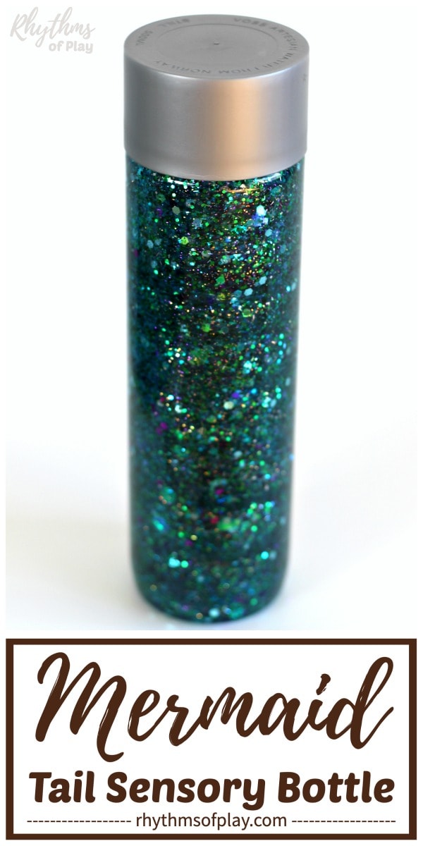 glitter sensory bottle diy - mermaid tail calm down jar