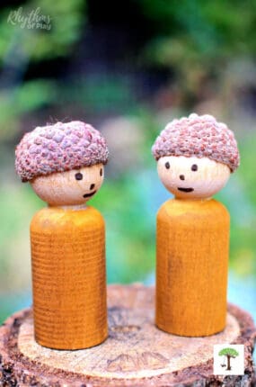 Acorn peg doll craft and DIY toy for kids.