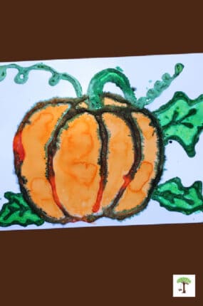 harvest pumpkin art salt painting project for kids and adults