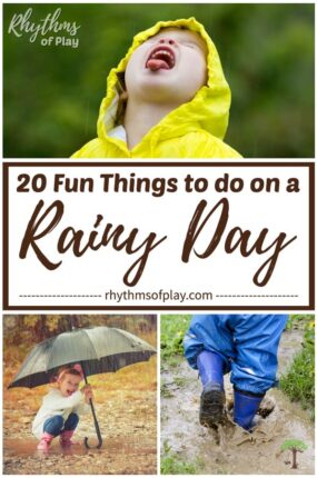 children playing in the rain showing fun things to do on a rainy day