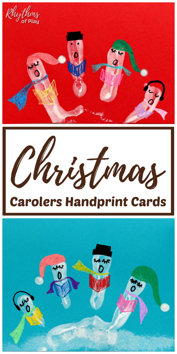Homemade Christmas Cards - Handprint Art Christmas Carolers