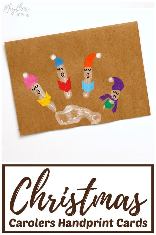 Homemade Christmas Handprint Art Cards - Christmas Carolers
