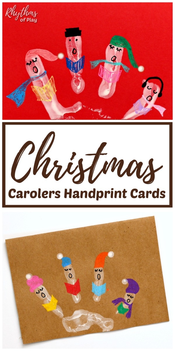 handprint caroler homemade Christmas cards
