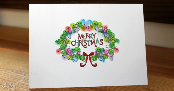 wreath Fingerprint Christmas card