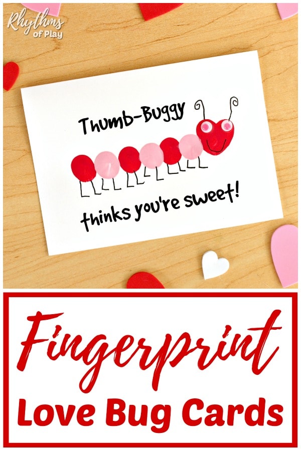 Thumb-Buggy thinks you sweet fingerprint love bug card message idea (Thumb-buggy art craft card and sayings created by Nell Regan K and C. Kartychok)