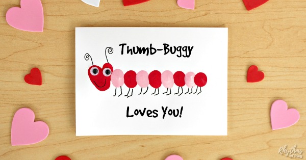 Thumb-buggy loves you! (keepsake fingerprint craft and photo by C. Kartychok and Nell Regan K. founders of Rhythms of Play)
