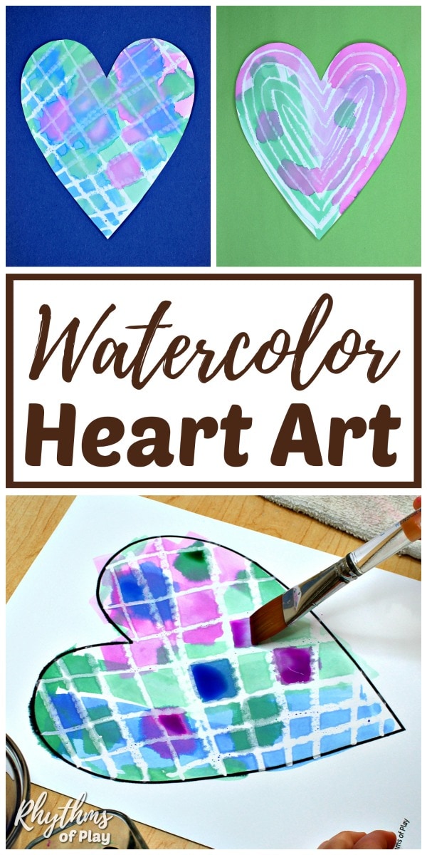 heart watercolor painting ideas (surprise artwork and photographs by C. Kartychok and Nell Regan K. co-founders of Rhythms of Play.)