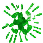 Handprint craft for St. Patrick's Day made in the shape of a four-leaf clover