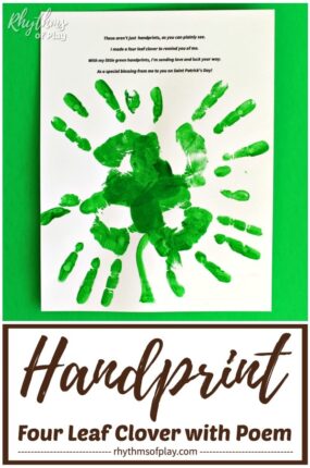 clover handprint craft with printable art template